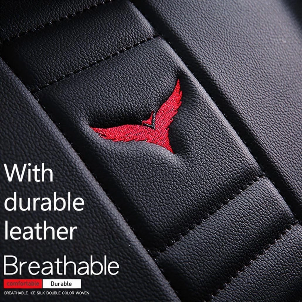 for Chevy Silverado 1500/2500/3500 LT WT LTZ RST Custom Trail High Country Seat Covers 2008-2025, Waterproof Leather Compatible Airbag Truck Seat Protectors (Front Set, Black-Red)