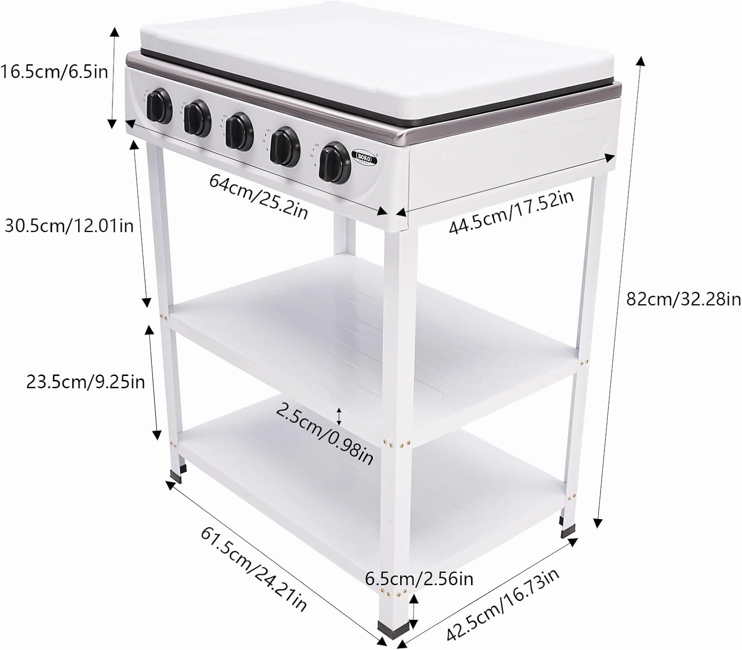 Gas Stove Portable Stove 5 Burner with Support Leg Stand, Wind Blocking Cover Adapter and 2 Layers Storage Rack Manual Lgnition Camping Stove for RV, Apartment, Outdoor Cooking (White 5 Burner)