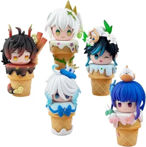 Genshin Ice Cream Appearance Figure 5Pcs Venti Zhongli Raiden Shogun Nahida Furina Five Gods Anime Character PVC Gift