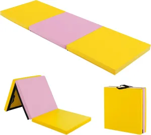 Giantex 6'x 2' Gymnastics Mat, 2" Thick Folding Tumbling Mat with Hook and Loop Fastener, Foldable Gym Mat with Carrying Handles, Cheer Mats for Kids Adults Home Exercise Aerobics Fitness