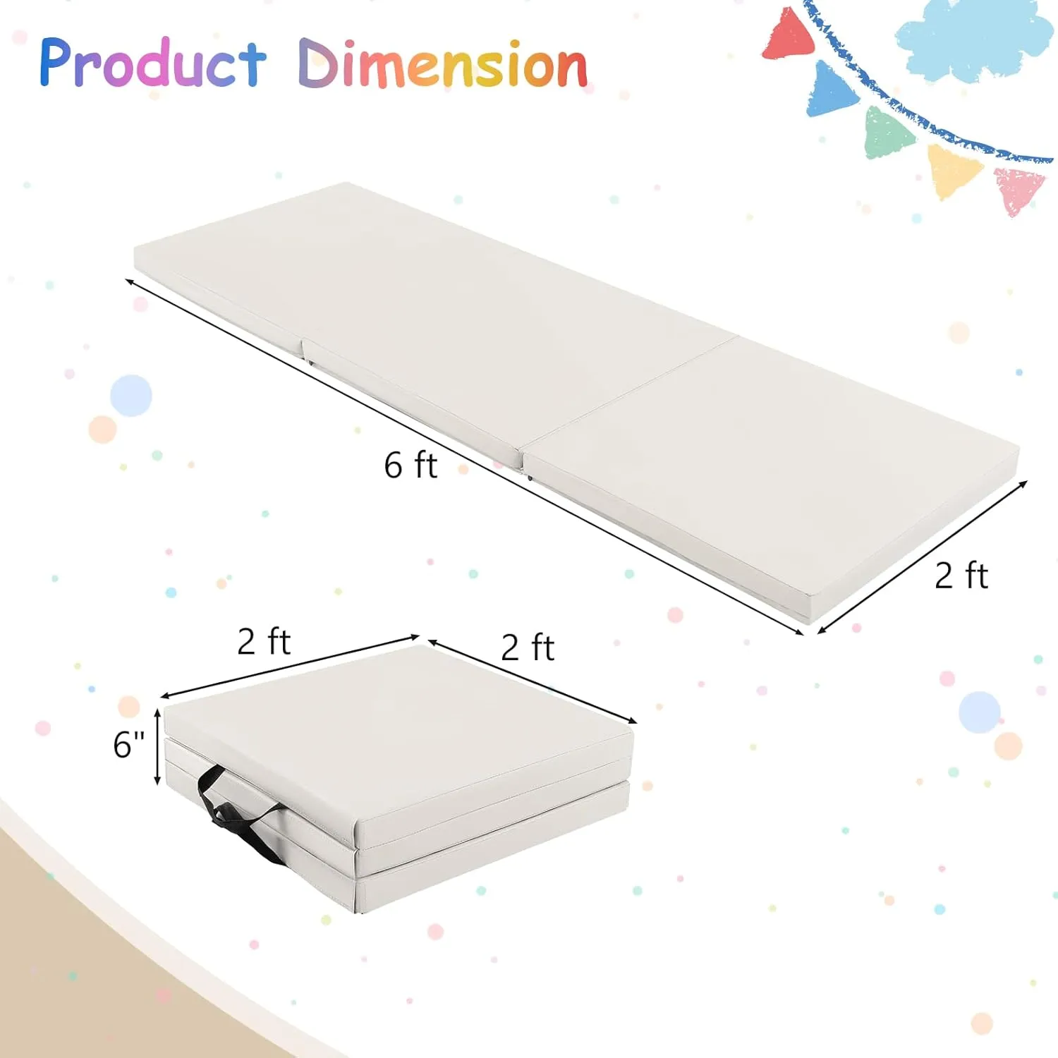 Giantex 6'x 2' Gymnastics Mat, 2" Thick Folding Tumbling Mat with Hook and Loop Fastener, Foldable Gym Mat with Carrying Handles, Cheer Mats for Kids Adults Home Exercise Aerobics Fitness