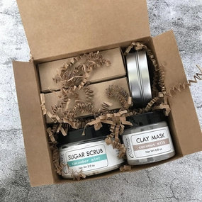 Gift for Her, Bath and Body Gift Set with Sugar Scrub, Soap, Clay Mask and Lotion