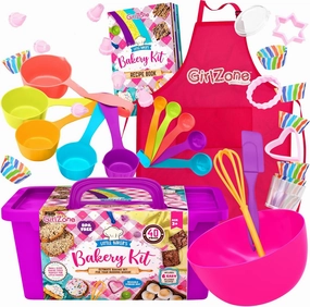 GirlZone Little Baker's Bakery Set, 40pc Kids Baking Set with Baking Utensils for Kids, Apron and Recipes to Make Yummy Baked Goods, Great Gift Idea