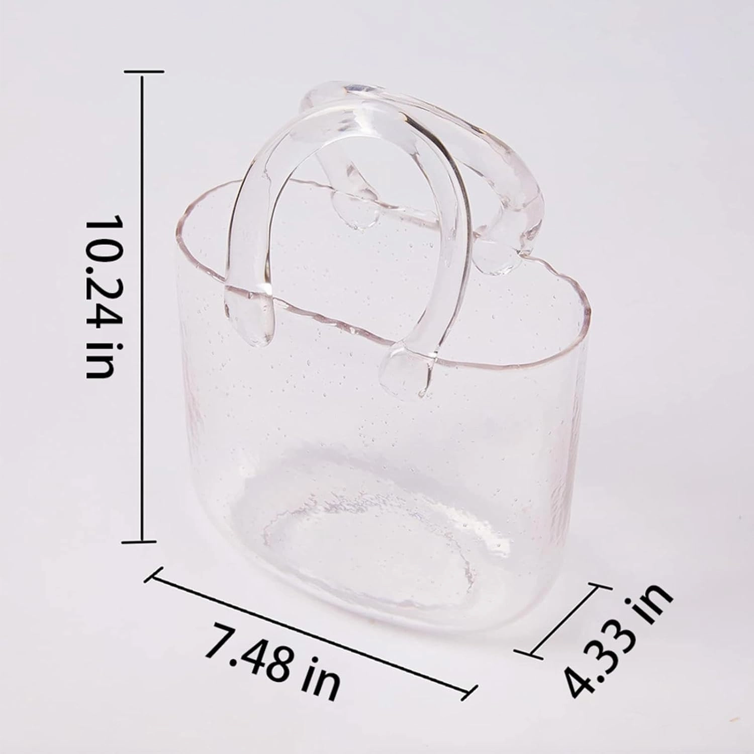 Glass Purse Vase for Flowers, Multifunctional Hand Glass Vase Purse Vase with Fish Bowl Handbag Vase, Decor Glass Vase for Photo/Birthday/Home Décor,Style1-Pink