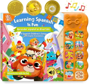 GO GO Spanish Musical Book Vol 3: 8 English and Spanish Books for Kids, Bilingual Toys for Toddlers 1-3, Learning Toys for Toddlers 1-3, Libro Interactivo para Niños