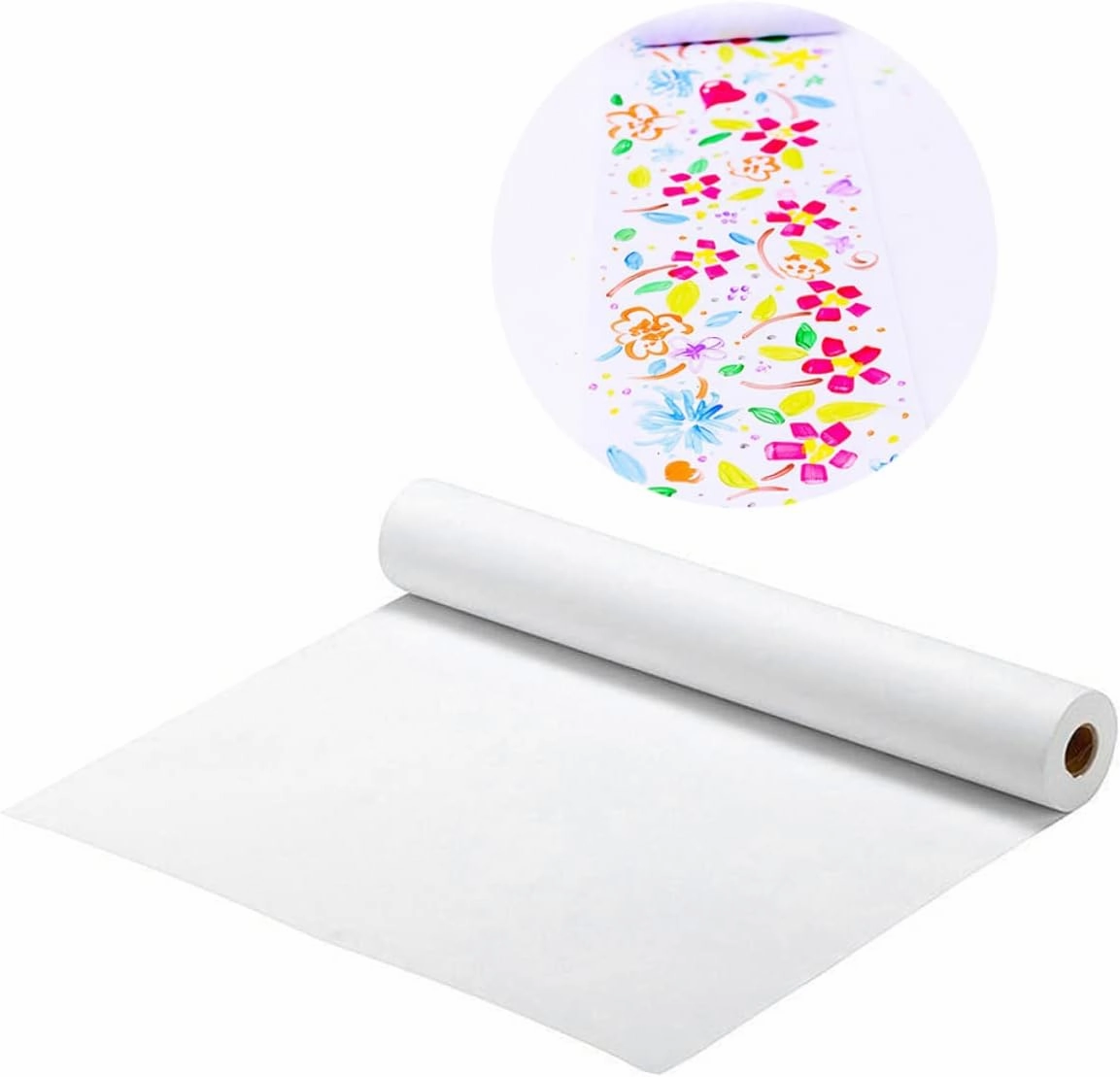 Gogogmee 3 Pcs Drawing Paper Roll White Craft Paper for DIY Art Projects Recycled Ph Neutral Compatible with Pencils Inks Crayons Pastels for Home Preschool Use