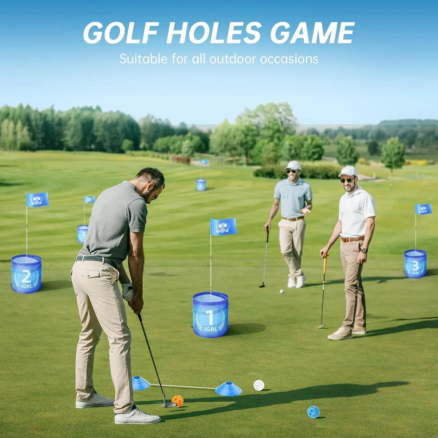Golf Yard Game - 6 Holes Backyard Golf Games for Adults, Golf Chipping Game Set with Balls, Carry Bag, Flag & Obstacles, Outdoor Indoor Golf Gifts for Men Lawn, Beach, Camping, Park, Hotel