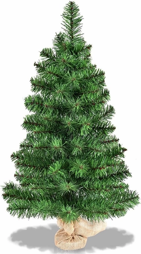 Goplus 3ft Tabletop Mini Christmas Tree, Artificial Small Christmas Tree with 96 PVC Branch Tips, Cloth Bag Base, Green Spruce Xmas Tree for Home, Office Decoration, No Assembly Required
