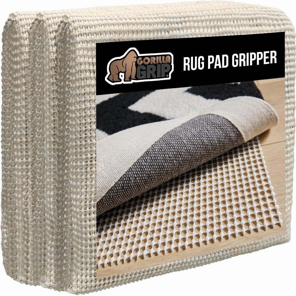GORILLA GRIP Extra Strong Rug Pad Gripper, 5x7 FT, Grips Keep Area Rugs Safe and in Place, Thick Slip and Skid Resistant Pads for Hard Floors Under Carpet Mat Cushion and Hardwood Floor Protection