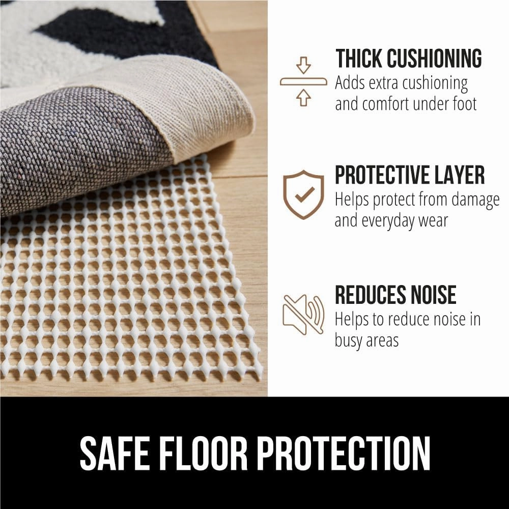 GORILLA GRIP Extra Strong Rug Pad Gripper, 5x7 FT, Grips Keep Area Rugs Safe and in Place, Thick Slip and Skid Resistant Pads for Hard Floors Under Carpet Mat Cushion and Hardwood Floor Protection