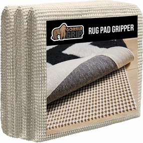 GORILLA GRIP Extra Strong Rug Pad Gripper, 5x7 FT, Grips Keep Area Rugs Safe and in Place, Thick Slip and Skid Resistant Pads for Hard Floors Under Carpet Mat Cushion and Hardwood Floor Protection