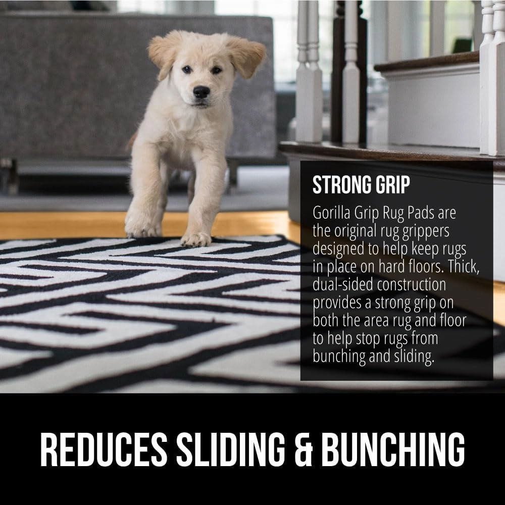 GORILLA GRIP Extra Strong Rug Pad Gripper, 5x7 FT, Grips Keep Area Rugs Safe and in Place, Thick Slip and Skid Resistant Pads for Hard Floors Under Carpet Mat Cushion and Hardwood Floor Protection