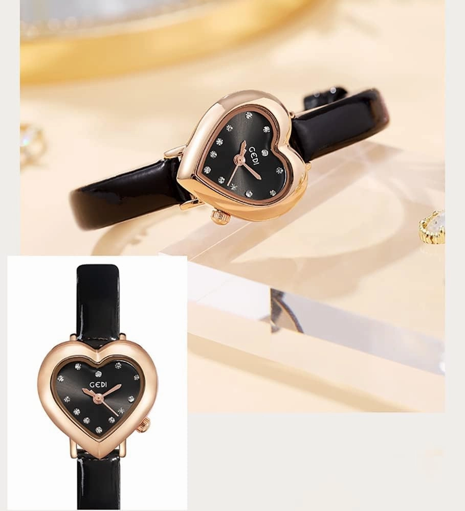 Gosasa Elegant Women's Watch Diamond Heart Shape Small Dial Minimalist Bracelet Dress Watch for Women Casual Ladies Analog Quartz Wristwatch