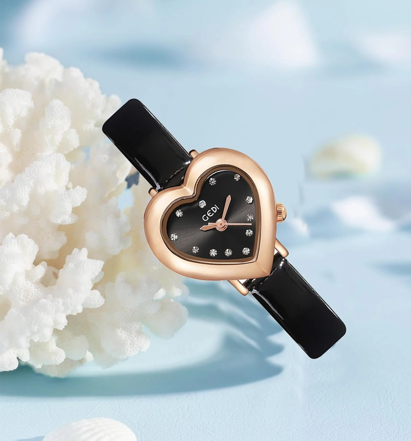 Gosasa Elegant Women's Watch Diamond Heart Shape Small Dial Minimalist Bracelet Dress Watch for Women Casual Ladies Analog Quartz Wristwatch