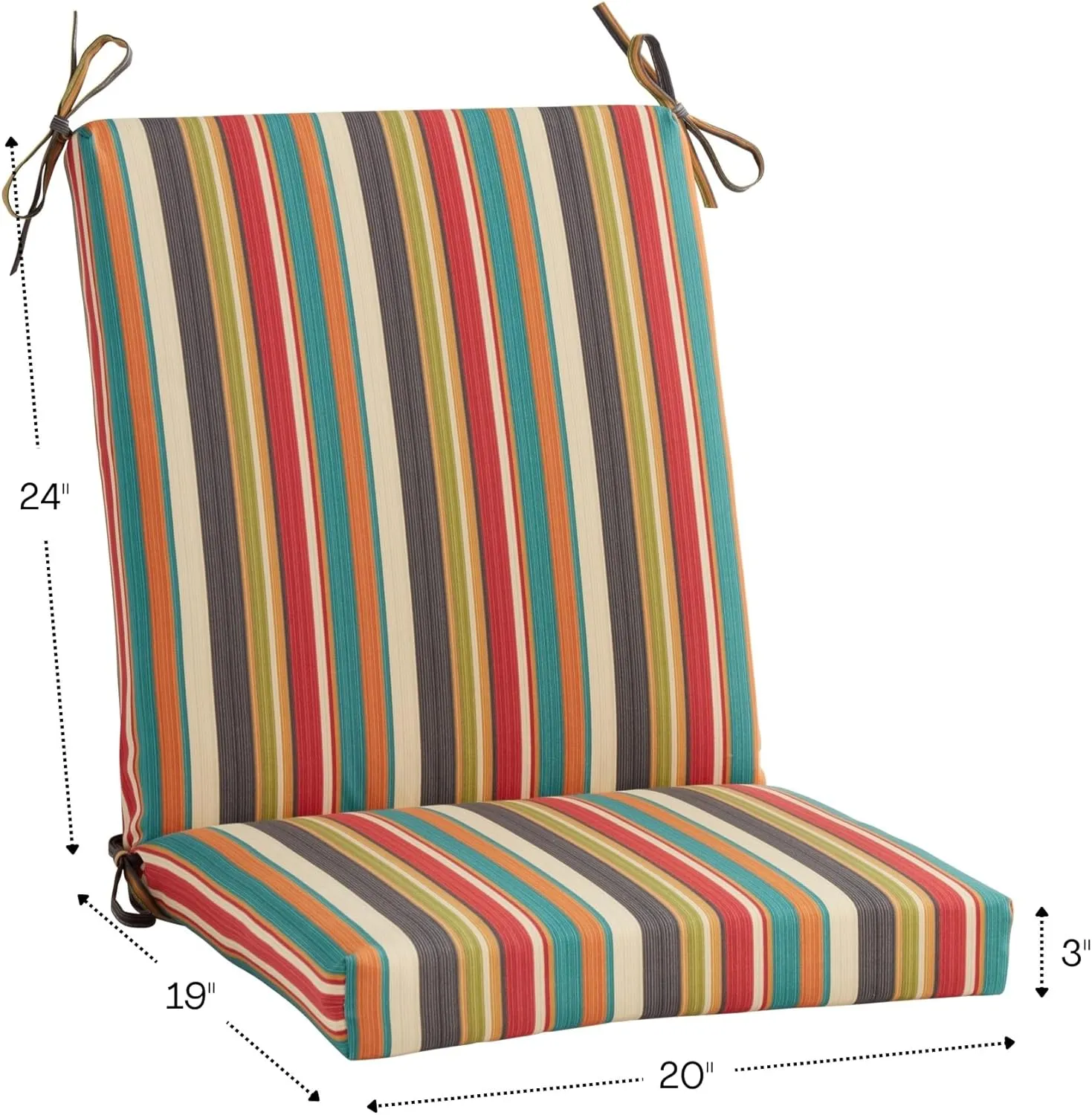 Greendale Home Fashions Outdoor High Back Dining Chair Pad, Adobe Stripe