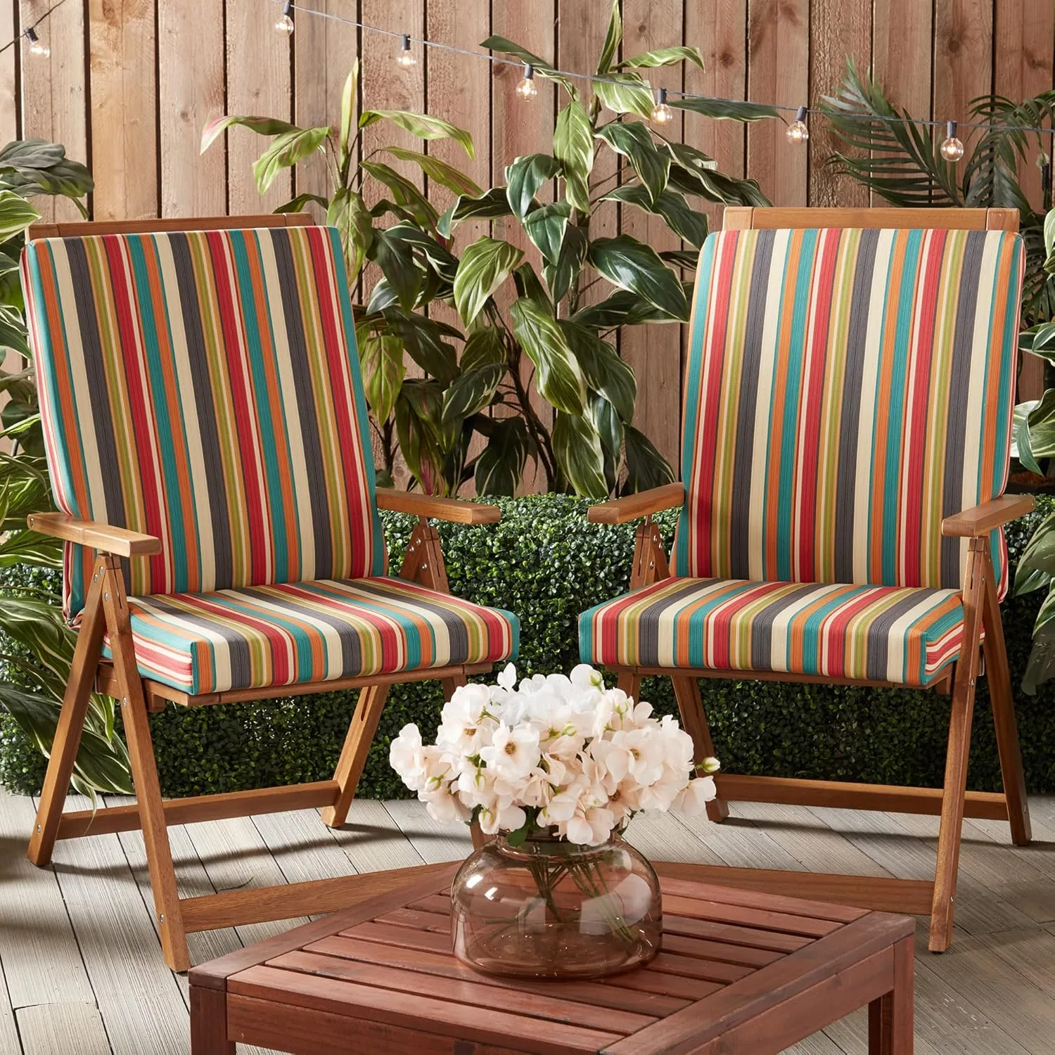 Greendale Home Fashions Outdoor High Back Dining Chair Pad, Adobe Stripe
