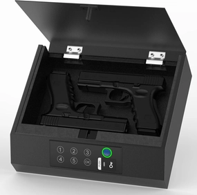 Gun Safe for Handgun,Biometric Gun Safe for Pistols,Quick-Access Firearm Safety Fingerprint/Key Pad/Key Gun Lock Box for Home Bedside Nightstand Car