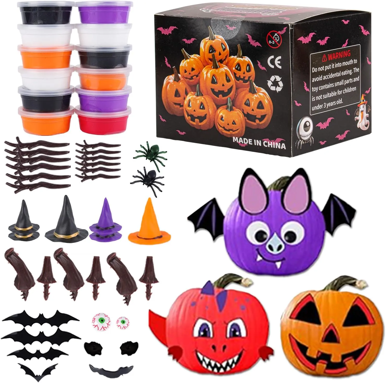 Halloween Pumpkin DIY Crafts Kit - Air Dry Clay Pumpkin Crafts for Kids - Creative Air Dry Clay Modeling Indoor Decorations - Great for Birthday Parties,Trick or Treating,for Kids 3 