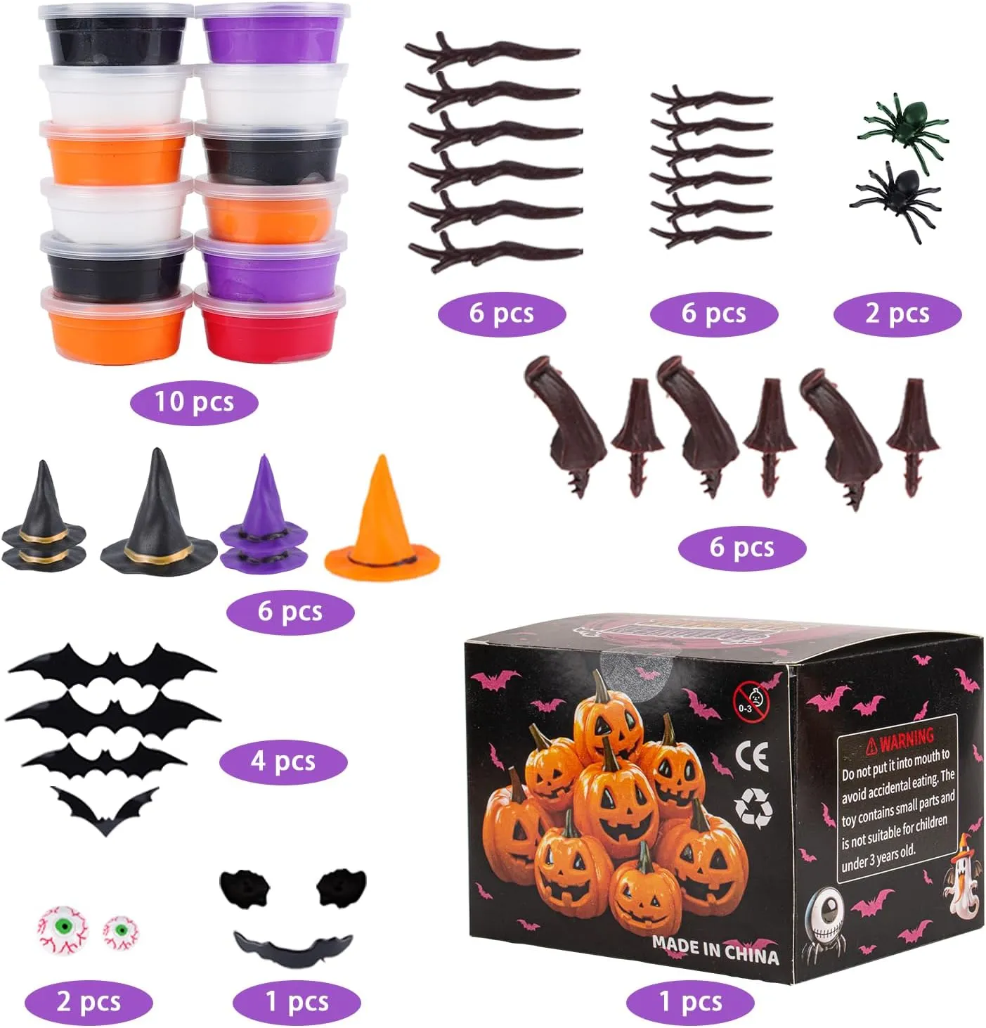 Halloween Pumpkin DIY Crafts Kit - Air Dry Clay Pumpkin Crafts for Kids - Creative Air Dry Clay Modeling Indoor Decorations - Great for Birthday Parties,Trick or Treating,for Kids 3 