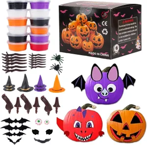 Halloween Pumpkin DIY Crafts Kit - Air Dry Clay Pumpkin Crafts for Kids - Creative Air Dry Clay Modeling Indoor Decorations - Great for Birthday Parties,Trick or Treating,for Kids 3 