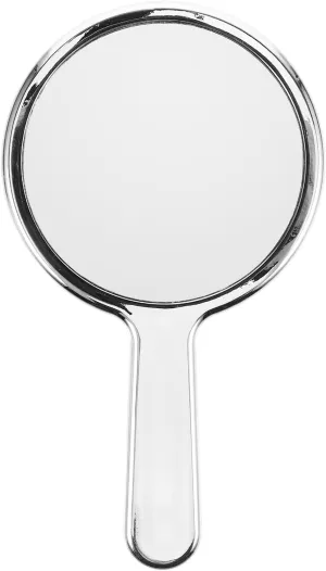 Hand Mirror Glass Handheld Mirror with Handle for Makeup Portable Travel Mirror for Men and Women Silver plated round