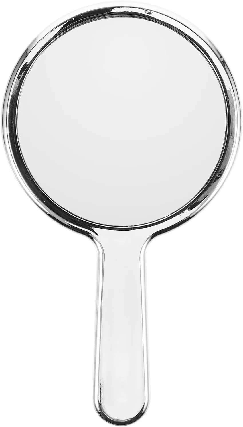 Hand Mirror Glass Handheld Mirror with Handle for Makeup Portable Travel Mirror for Men and Women Silver plated round