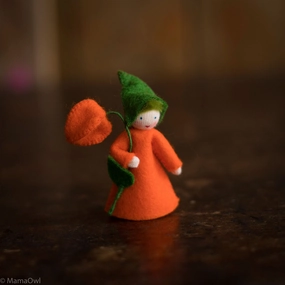 Handmade Autumn Wool Flower Fairy - Chinese Lantern - White