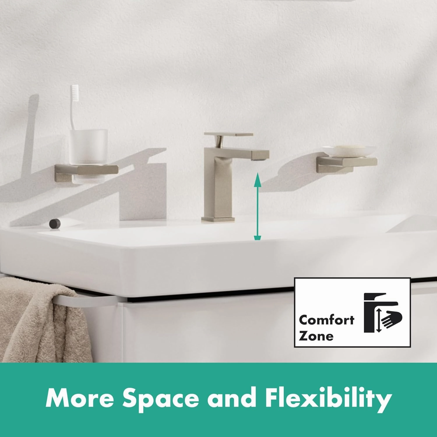 hansgrohe Tecturis E -Handle -Hole 6-inch Tall Bathroom Sink Faucet in Brushed Nickel, 73014821