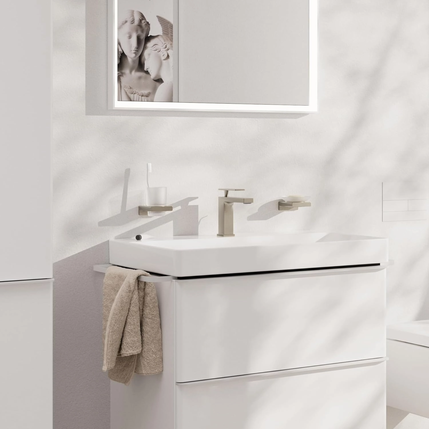 hansgrohe Tecturis E -Handle -Hole 6-inch Tall Bathroom Sink Faucet in Brushed Nickel, 73014821
