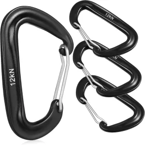 Happyyami D-Shape 4 Pcs Heavy Duty Metal Carabiner Clips Locking for Outdoor Gear Tents Keys