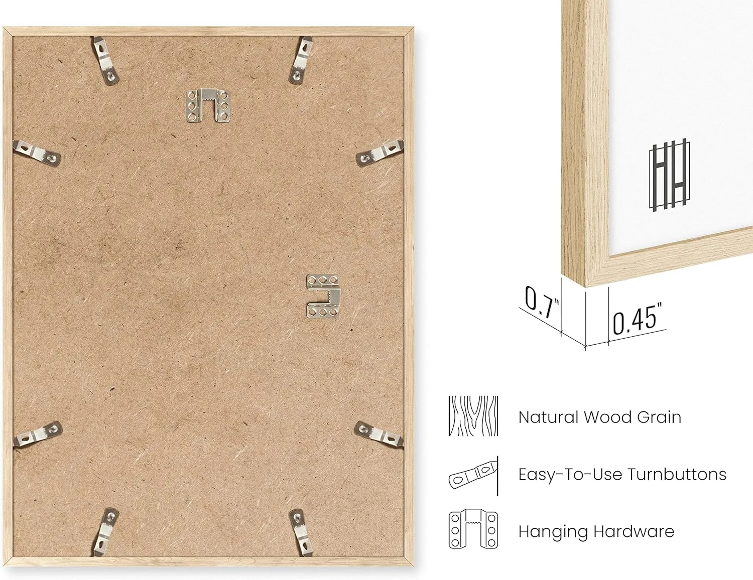 HAUS AND HUES Picture Frame, Beige Oak Wood, 11x14 inches, 3 Pack