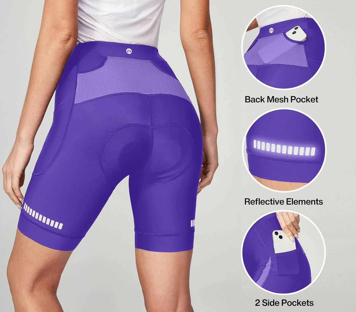 Heathyoga Womens 4D Padded Bike Shorts with Pockets Padding Cycling Shorts Women Bicycle Shorts Biker Biking Shorts