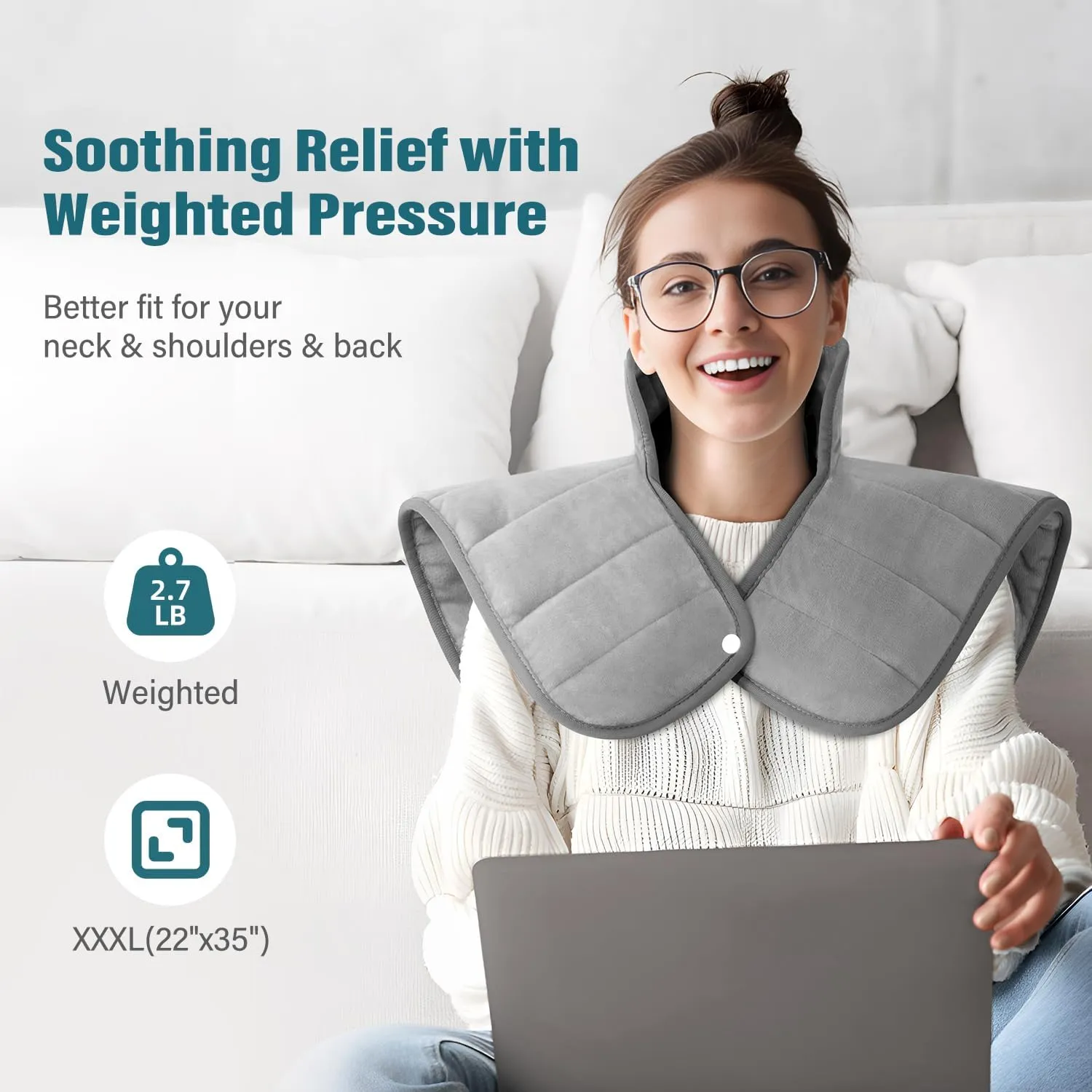 Heating Pad for Neck and Shoulders, Heated Pad for Back Pain Relief and Cramps, Heat Pads Gifts for Women Mom Grandma Wife, Mothers Day, Birthday Gifts for Men Dad, 6 Heat Settings 4 Auto-Off, 22"x35"