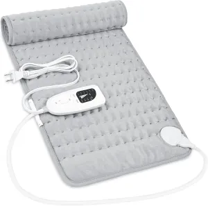 Heating Pad,Electric Heating Pads for Back,Neck,Abdomen,Mothers Day Gift,Moist Heating Pad for Shoulder,Knee,Arms and Legs,Dry/Moist Heat & Auto Shut Off,Birthday Gifts for Men(Light Gray, 24''×12'')
