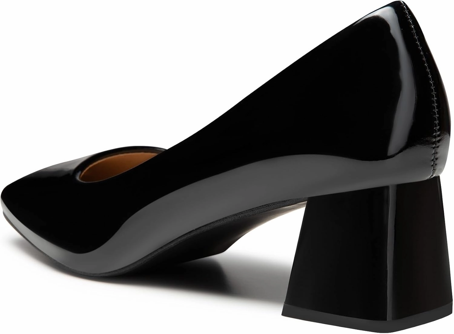 Heel The World Women's Pumps,Low Chunky Block Heels,Square Toe Patent Women Dress Shoes for Party Office