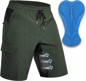 Hiauspor Men's Padded Mountain Bike Shorts Loose Fit Quick Dry Cycling Shorts Biking for Men with 5 Pockets