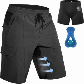 Hiauspor Men's Padded Mountain Bike Shorts Loose Fit Quick Dry Cycling Shorts Biking for Men with 5 Pockets