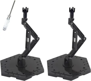 Hobby Action Base, Model Stand Hobby Display Stand Compatible with Gundam HG RG 1/144 Scale Figure Models, Black (2pcs)