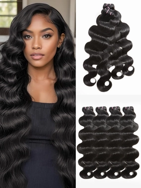 Human Hair Bundles 4 Bundles Hair Extensions Body Wave Human Hair 18 20 22 24 Inch 100% Unprocessed Brazilian Virgin Hair Quick Weave Natural Black