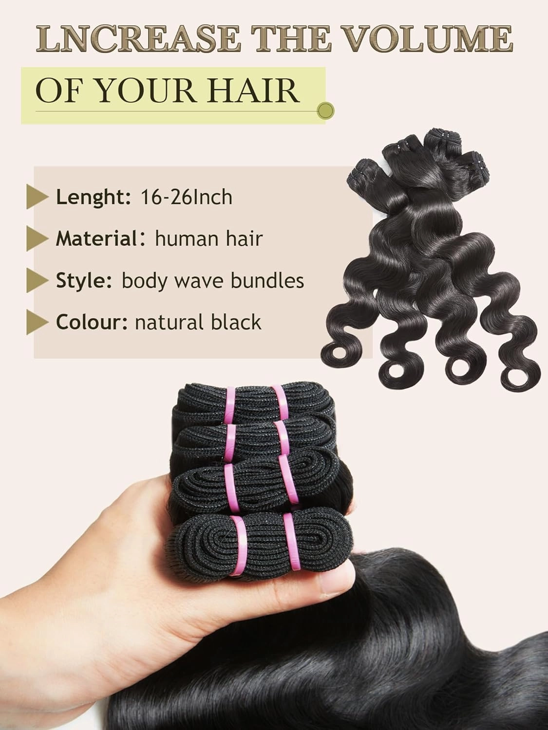 Human Hair Bundles 4 Bundles Hair Extensions Body Wave Human Hair 18 20 22 24 Inch 100% Unprocessed Brazilian Virgin Hair Quick Weave Natural Black