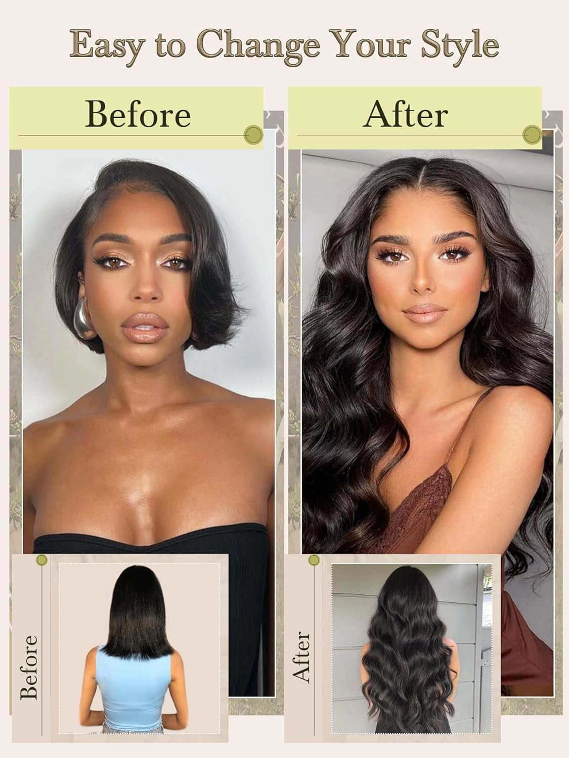 Human Hair Bundles 4 Bundles Hair Extensions Body Wave Human Hair 18 20 22 24 Inch 100% Unprocessed Brazilian Virgin Hair Quick Weave Natural Black