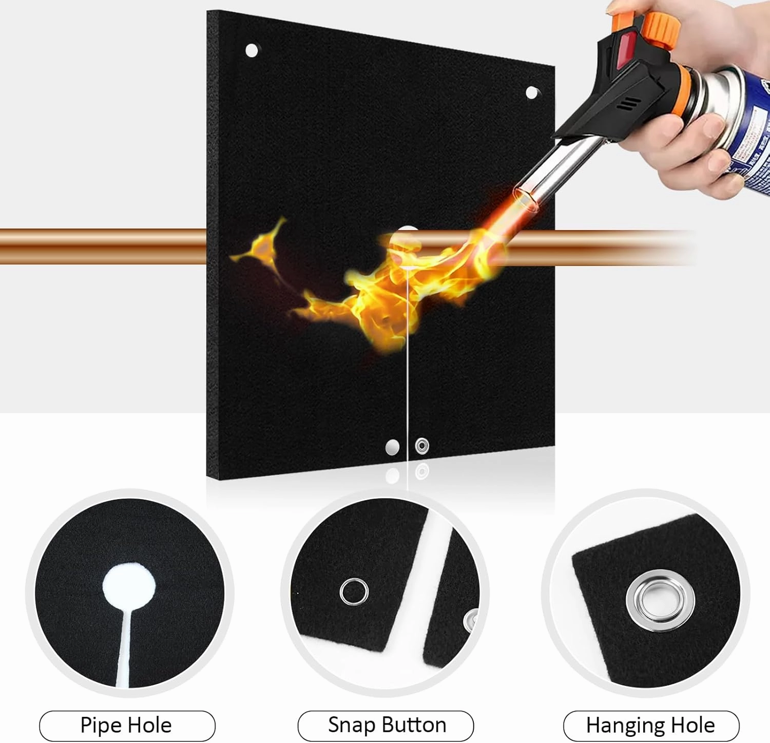 HVAC Tools Welding Blanket Fireproof, 1/5in(5mm) Opening Shape Soldering Blanket, 5 Packs Brazing Heat Shield for Torch Flame Protector, Welding Pad for Plumbing, Solder Plumbers HVAC Torch Protector