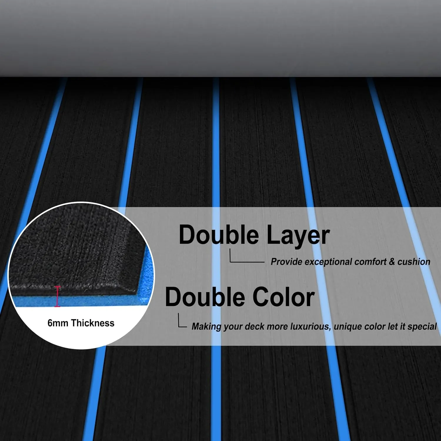 HZshark Boat Flooring EVA Foam Boat Decking Self-Adhesive 6mm Non Slip Marine Floor Teak Boat Carpet Soft Foam Decking for Boat Yacht Kayak Motorboat Golf Cart RV Ramp Golf Cart Cooler Tops
