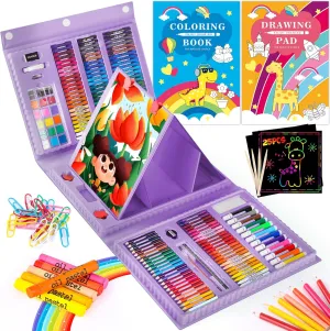iBayam 251-Piece Classic Art Kit with Travel Box: Oil Pastels, Crayons, Colored Pencils, Watercolors, Sketch Book & Coloring Book - Art Supplies Set for Kids, Drawing Kit Gifts for Girls & Boys