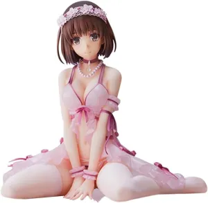Illustration Figure Katou Megumi Anime Girl Figure Pyjamas Sitting Figure 5.5" Original Painting Action Figure Collectibles Desktop Decoration