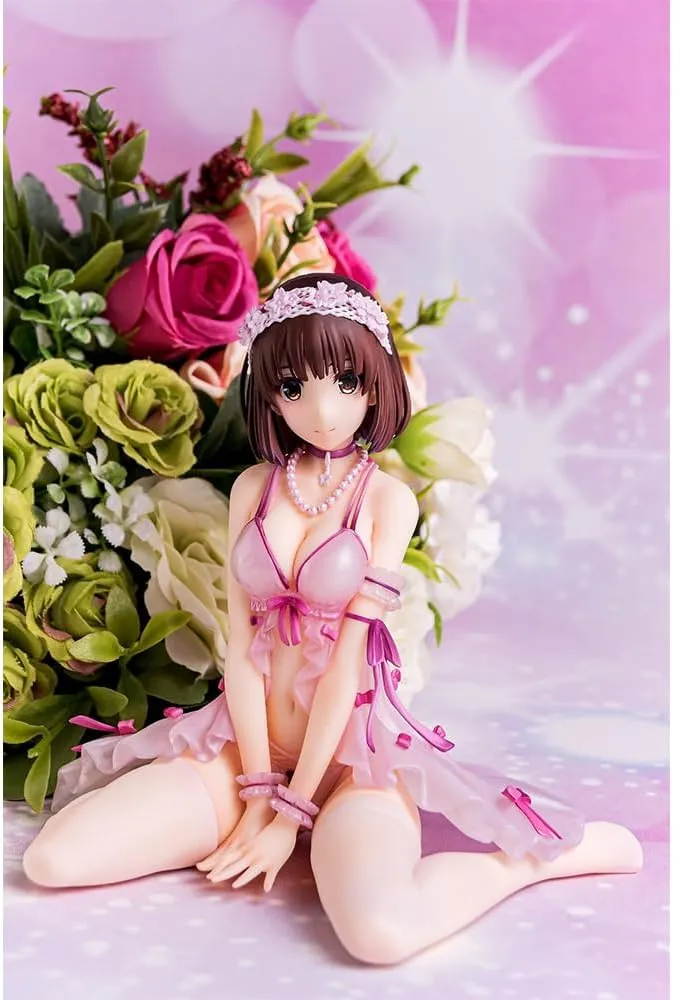 Illustration Figure Katou Megumi Anime Girl Figure Pyjamas Sitting Figure 5.5" Original Painting Action Figure Collectibles Desktop Decoration