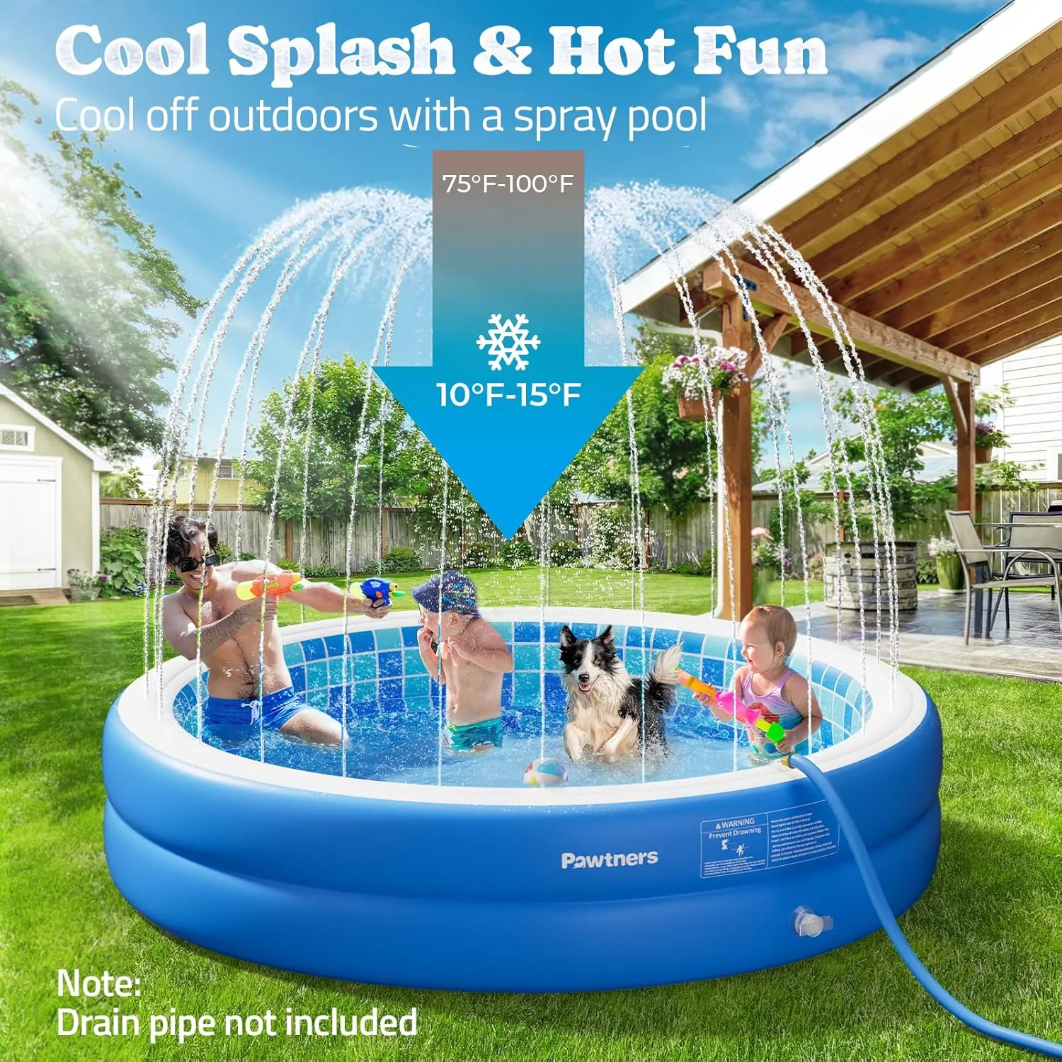 Inflatable Pool for Kid, Non-Slip Sprinkler Splash Pad for Backyard, Thickened PVC Kiddie Pool for Indoor Outdoor, Chew Proof Blow up Pond Small Swimming Pool for Toddler Dog Bathtub (Blue 64x12.2 in)