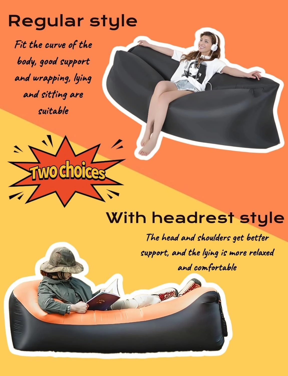 Inflatable Couch, Blow up Couch,Inflatable Beach Lounger .Portable, Water-Resistant and Leakproof.Portable Furniture for Backyard, Lakeside, Beach, Camping,Music Festival and More
