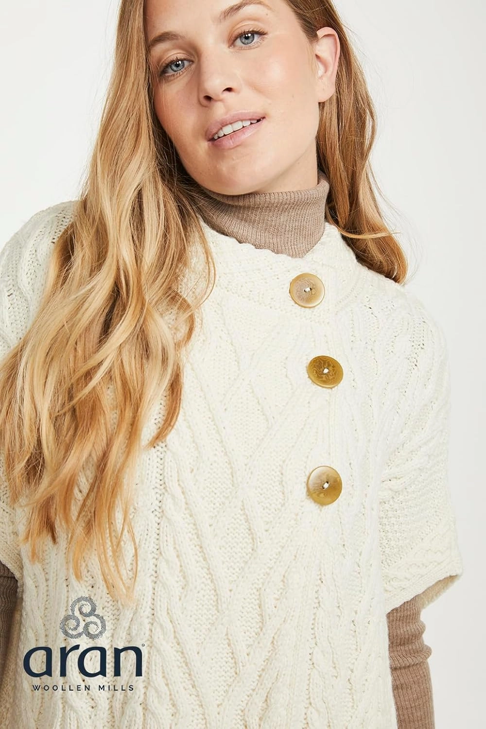Irish 100% Super Soft Merino Wool Asymmetric Cape with Trellis for Women