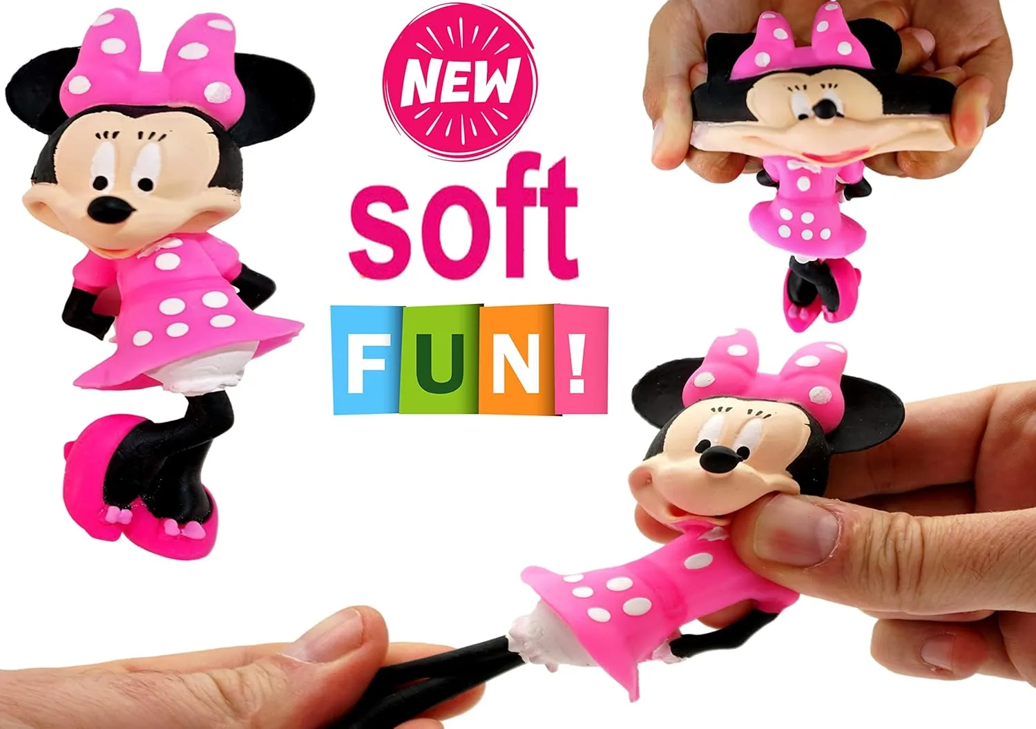 JA-RU Disney Original Stretchy Minnie Mouse Toy (6 Stretchy Toy Figure) Squishy Fidget Toys for Kids. Stress Reliever Sensory Items. Bulk Classroom Prizes Elementary. B-6900-6